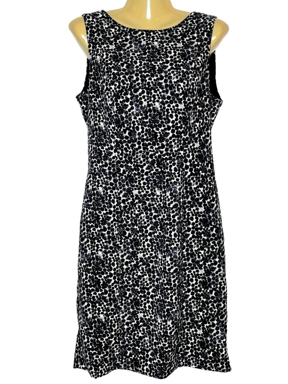 H&M Dress Keyhole Back Scoop Neck Sleeveless Leopard Print Black White Size 10